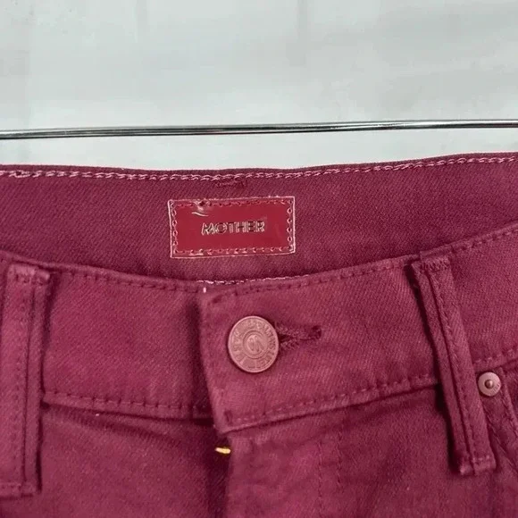 Mother The Rascal Sliced Up Heel Jeans In Burgundy Size 23 B1084